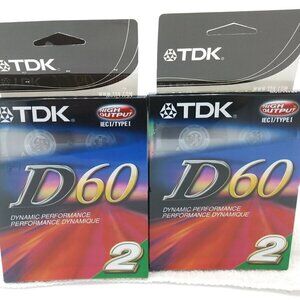 TDK D60 Blank Cassette Tapes Lot of 4 Sealed 2 Packs Type I Normal Bias High Out